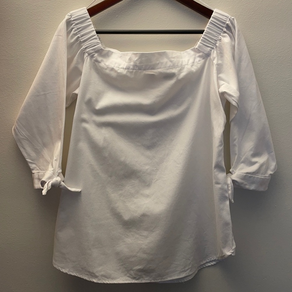 Banana Republic 3/4 sleeve off shoulder white blouse